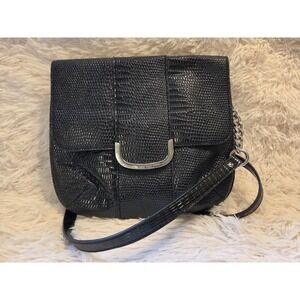 Vintage Nine West Reptile Textured Bag Crossbody Purse Black